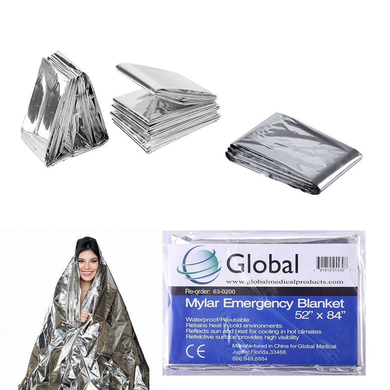 Emergency Blankets Mylar Blankets, Pack of 6, Marathons or First Aid, Thermal Blanket, Survival Blanket, Foil Blanket, Camping Shelter, Emergency Preparedness Items, Emergency Supplies