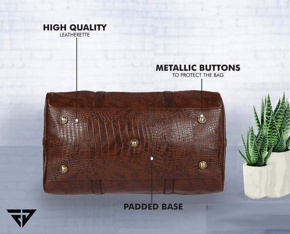 Fur Jaden Leatherette Weekender Duffle Bag, Brown, M, Luggage