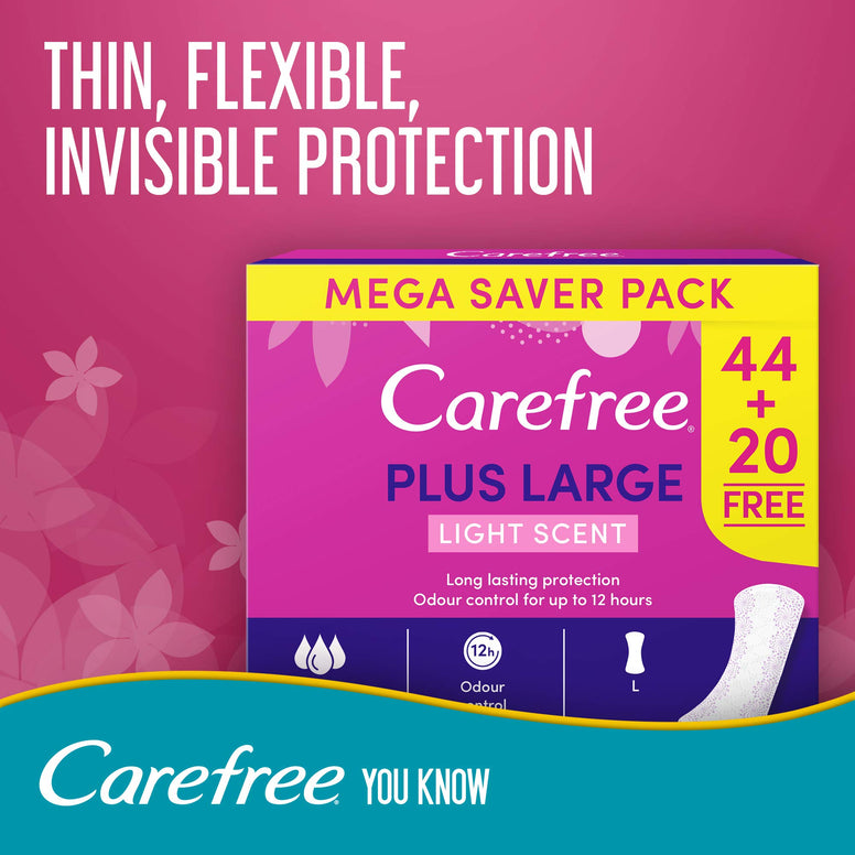Carefree Daily Panty Liners, Large, Light Scent, Pack of 64