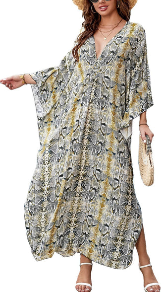 YouKD Summer Roomy Kaftan Dress Bohemian Beach Bikini Cover Ups Plus Size Robe for Women