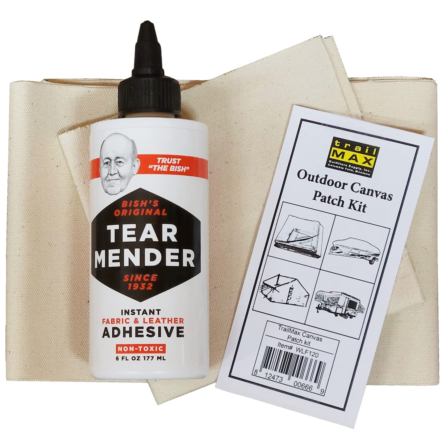 TrailMax Outdoor Canvas Patch Kit to Repair Pop-Up Campers, Canvas Tents, Boat Covers, Tarps