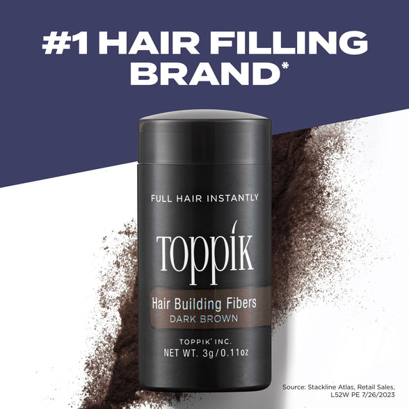 Toppik Hair Building Fiber, 12 gm, Dark Brown