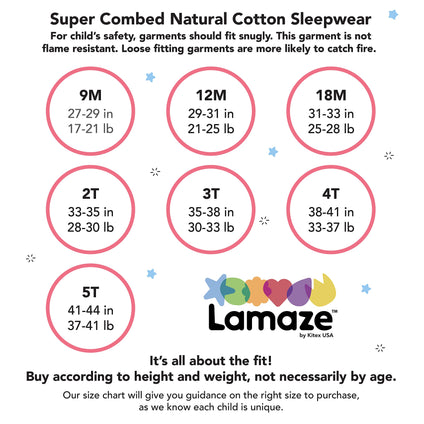 Lamaze baby-boys Super Combed Natural Cotton Tight Fit Long Sleeve Sleepwear 2 Piece Set, Footless, 1 Pack Pajama Set (pack of 2)  12M