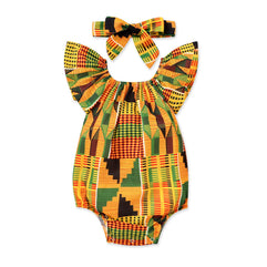 YOUNGER TREE African Baby Clothes Girl Dashiki Ankara Outfit Set(3-6 M )