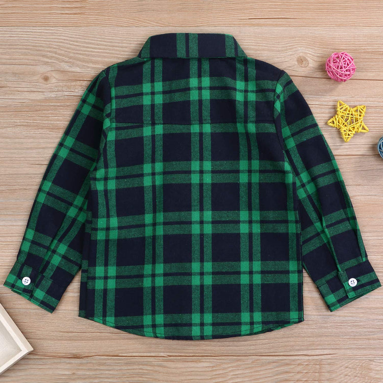 Mini honey Kids Little Boys Girls Baby Long Sleeve Button Down Red Plaid Flannel Shirt Plaid Girl Boy NB-6T