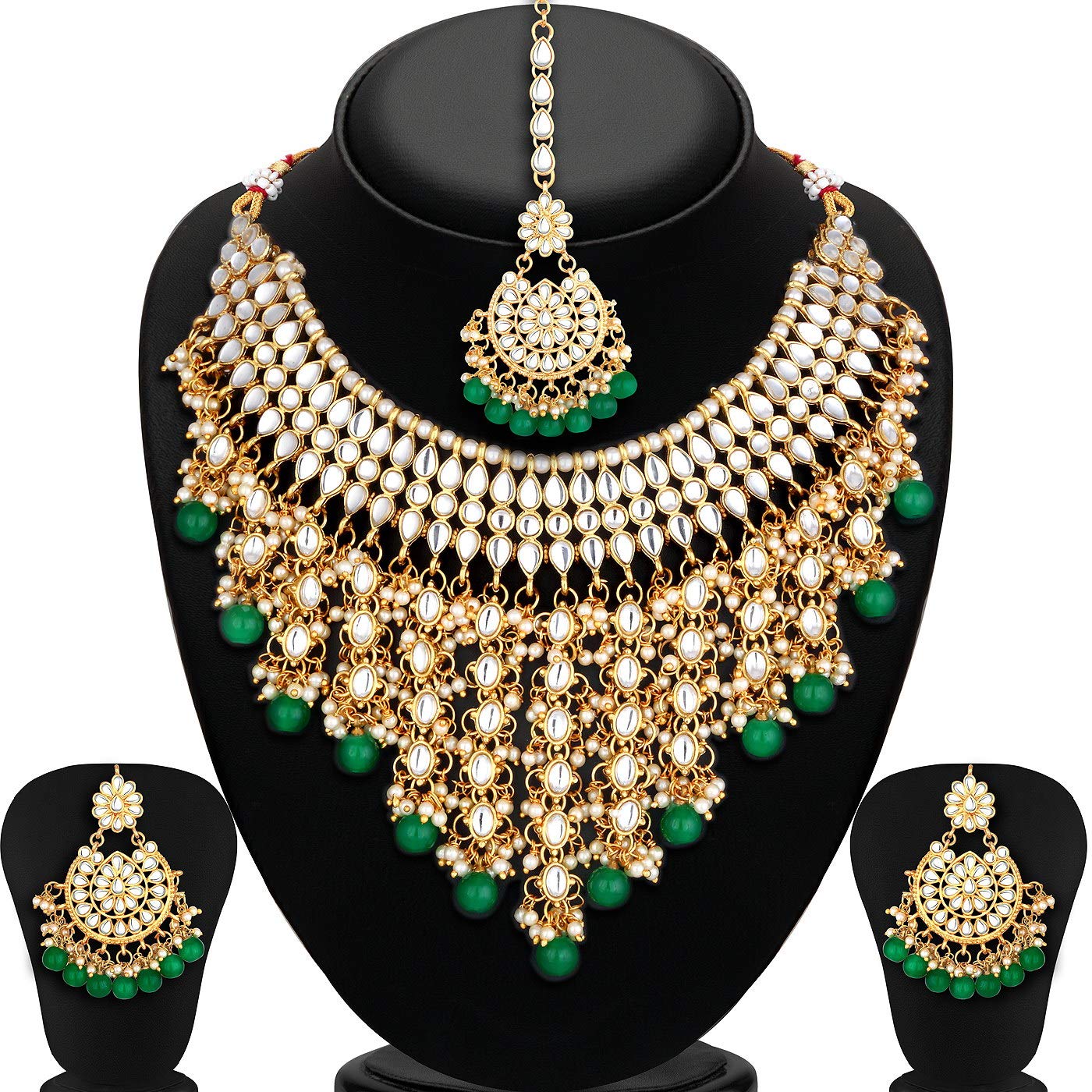 Sukkhi Lavish Pearl Gold Plated Wedding Jewellery Kundan Choker Necklace Set for Women (N73509)