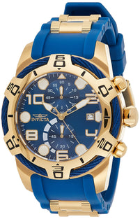 Invicta Men's Bolt 50Mm Stainless Steel And Silicone Chronograph Quartz Watch, Blue/Gold (Model: 24217)