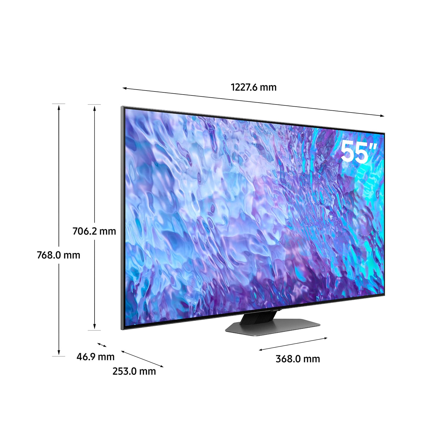 Samsung Smart TV, QLED, Q80C, 55 Inch Carbon Silver, 2023, Neural Quantum Processor 4K, Smart Hub, Quantum HDR+, QA55Q80CAUXZN