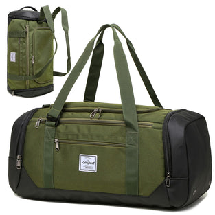 Laripwit Travel Duffle Bag for men 40L Medium Sports Gym Bag with Wet Pocket & Shoes Compartment Weekender Overnight Backpack for Traveling Duffel Bag Backpack for Women, Green, 42L duffle bag for men