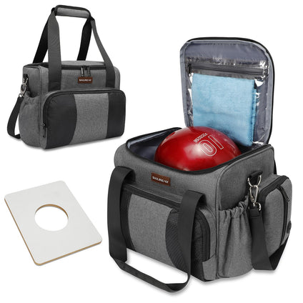 Skureay Bowling Ball Bag, Easy Carry Bowling Tote Bags with Wooden Bowling Holder and Extra Storage Pockets - Holds One/Two Bowling Ball and Extra Accessories