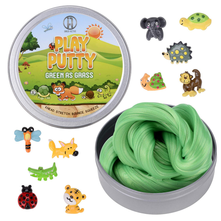 Inner-Active Play Putty Therapy Putty for Kids with Charms Green as Grass Theraputty Medium Resistance, Increase fine Motor Skills and Finger Strength, Occupational and Physical Therapist Recommended