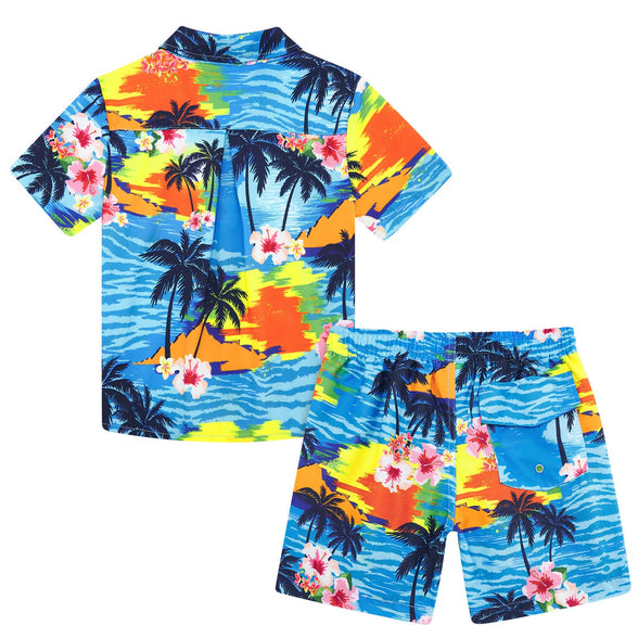 UNICOMIDEA Little & Big Boys 3D Print Hawaiian Shirt Aloha Button Down Dress Shirt for 5-6  Years Old
