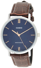 Casio Mens Quartz Watch, Analog Display And Leather Strap Mtp-Vt01L-2Budf