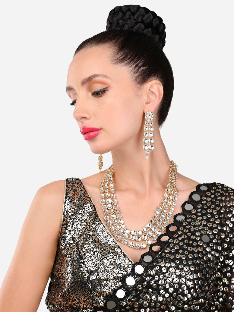 Zaveri Pearls Jewellery Set For Women (Golden) (ZPFK8671)