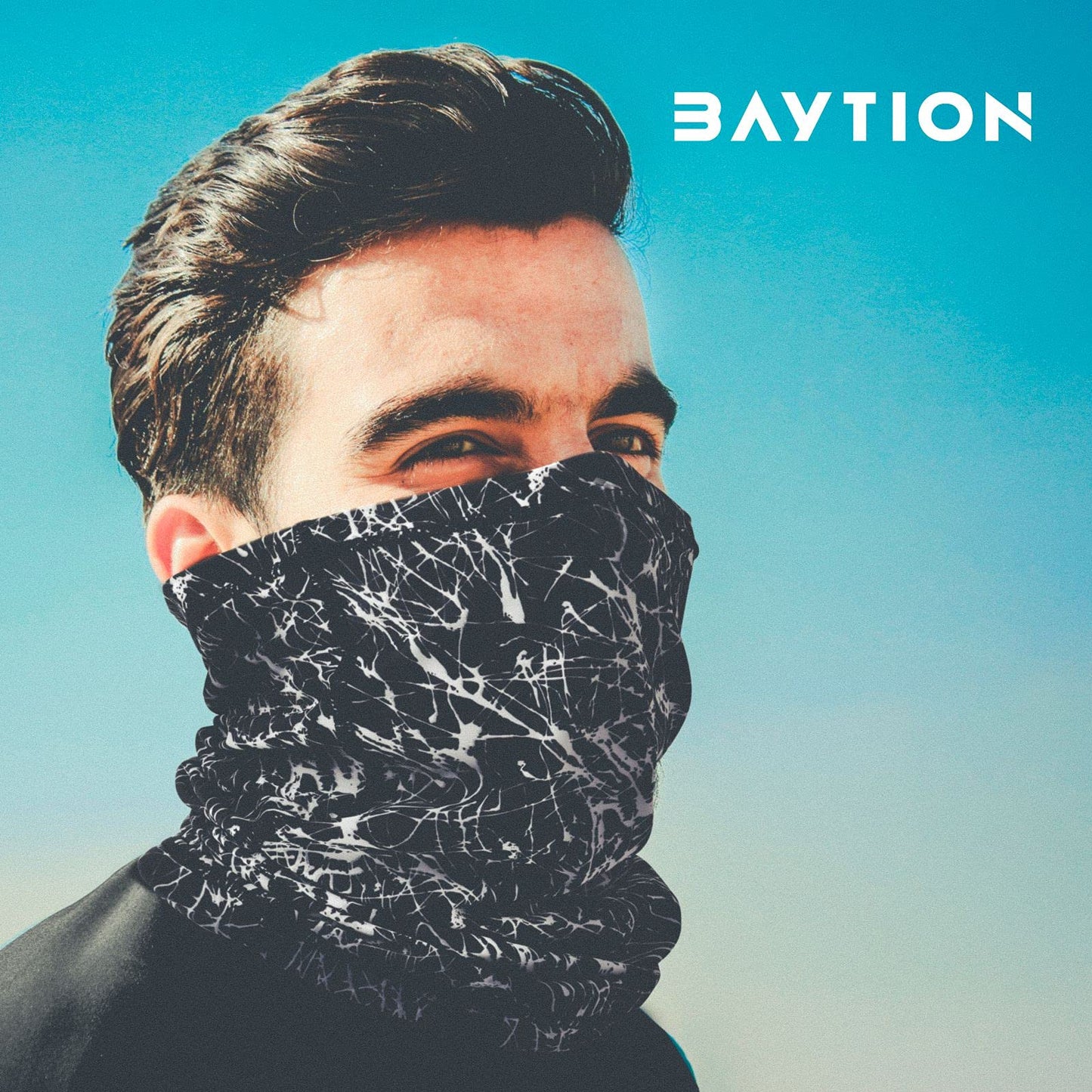 Baytion Neck Gaiter Mask for Outdoor, Baytion Balaclava Face Mask Fashion Head Wear Accessories, Lightweight Face Cover Bandana Scarf Mask for Moto, Cycling, Outdoor Sports for Men & Women, Black