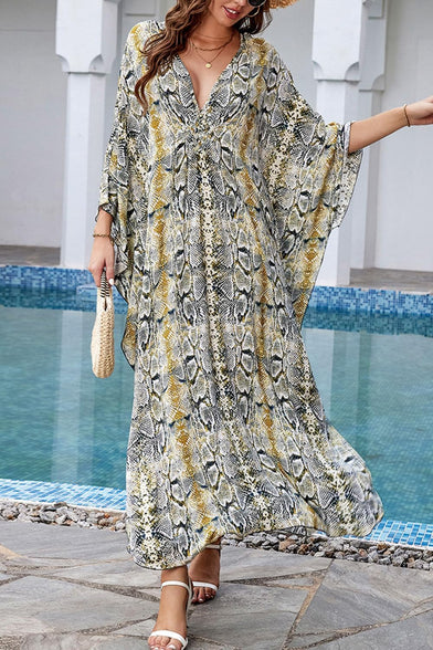 YouKD Summer Roomy Kaftan Dress Bohemian Beach Bikini Cover Ups Plus Size Robe for Women