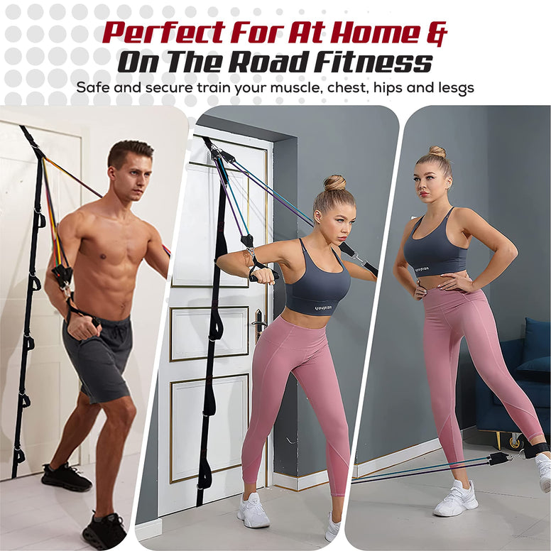 Resistance Bands - Door Anchor Strap Upgraded 200lbs Anti Snap Tube Workout Bands For Working Out Men And Women 14pcs Exercise Bands With Door Anchor Ankle Straps Training Manual And String Bag