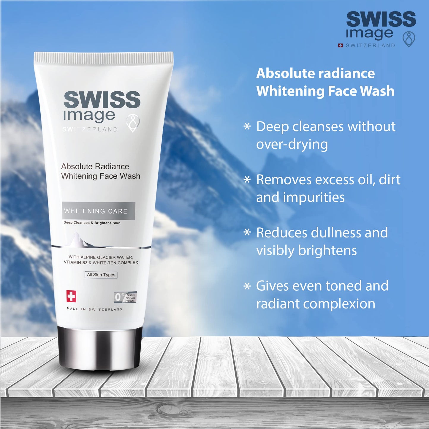 Swiss Image Brightening Skin Care Kit For Radiant & Glowing Skin- Face Wash 200ml, Face Mask 75ml, Serum 30ml & Night Cream 50 ml For All Skin Types, Enriched with Vitamin B3 & White Ten Complex