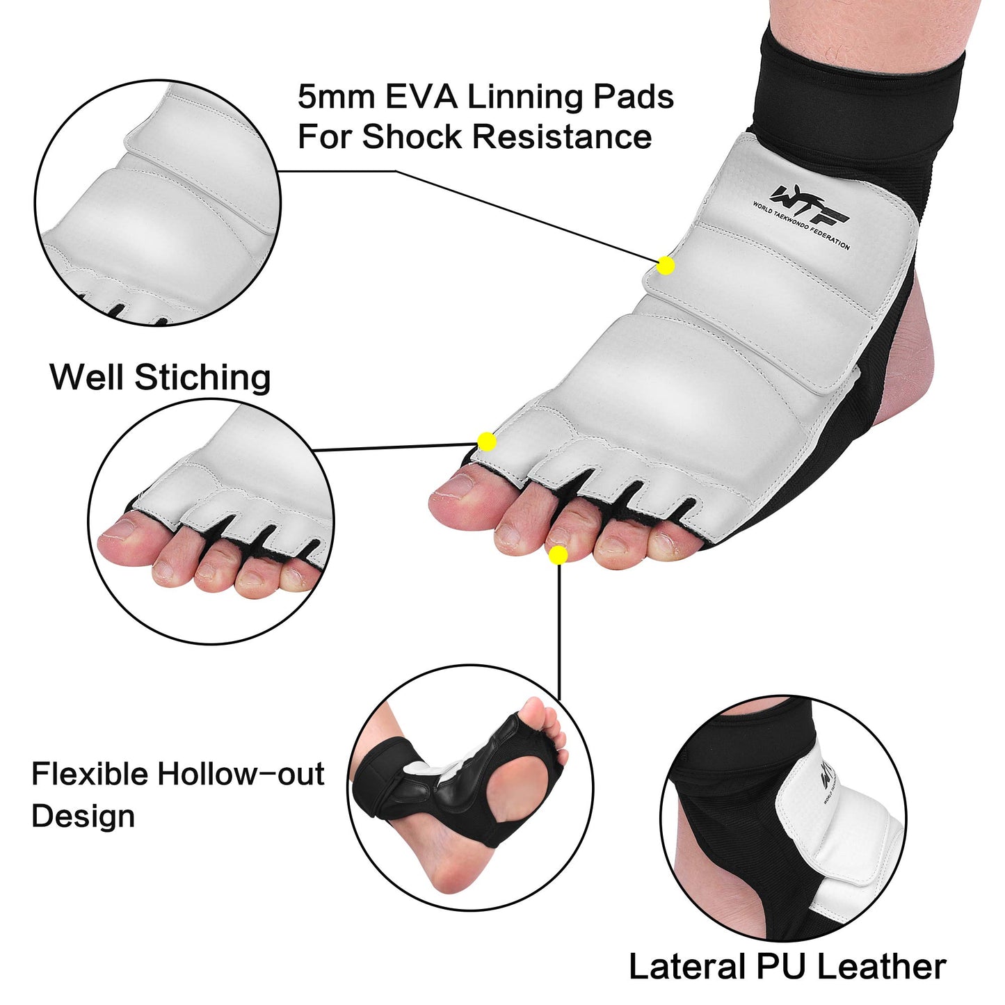 Taekwondo Foot Protector Gear, Ankle Brace Support Pad Feet Guard for MMA UFC Martial Arts Fight Training Sparring Kung Fu Kickboxing,Tae Kwon Do Feet Protective TKD Foot Gear for Men Women Kids