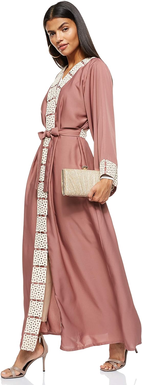 Nukhbaa Womens Premium Abaya Made With Fine Fabric, Comes With Matching Hijab AJ82A Abaya (pack of 5)