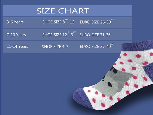 Girls Combed Cotton Printed Liners Socks 5 Pairs Pack