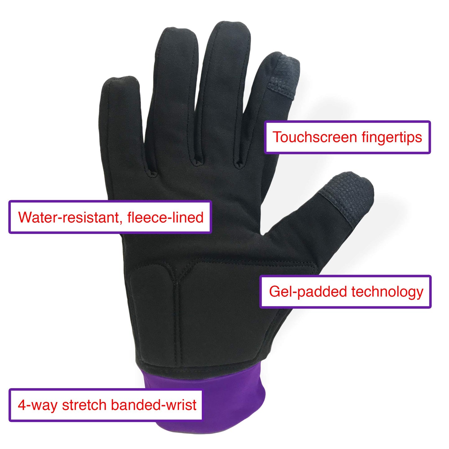 ColorFlow Skating Water-Resistant Ice Skating Gloves with Protective Padding, Touchscreen Fingertips, Fleece Lining