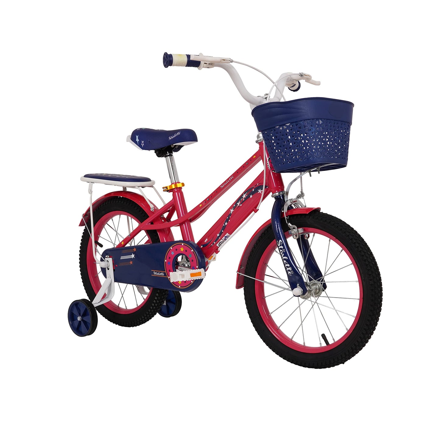 Vego Starlette Kids Road Bike With Basket for 4-10 Years Girls, Adjustable Seat,Handbrake, Mudguards, Gift for Kids, 12/16/20 Inch Bicycle with Training Wheels