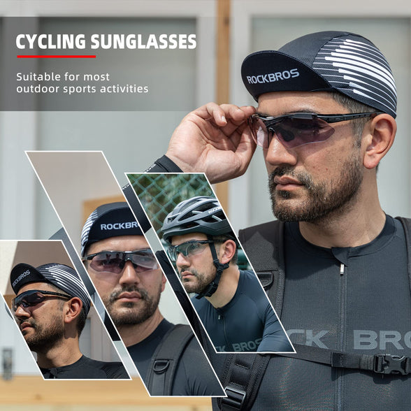 ROCKBROS Photochromic Sports Sunglasses Mens Cycling Glasses MTB Biking Sunglasses, with Removable Elasctic Band