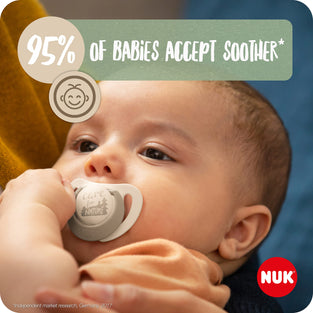 NUK for Nature Baby Dummy | 0-6 Months | Sustainable Silicone Soothers | Made from 100% Natural Raw Materials | Green | 2 Count