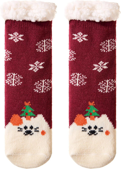 Kids Boys Girls Slipper Socks Warm Thick Fuzzy Fleece Lined Winter Cartoon Thermal Anti-Slip Soft Children's Home Floor Socks