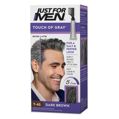 Just For Men Touch of Gray, Hair Coloring with Comb Applicator, Great for a Salt and Pepper Look - Dark Brown, T-45