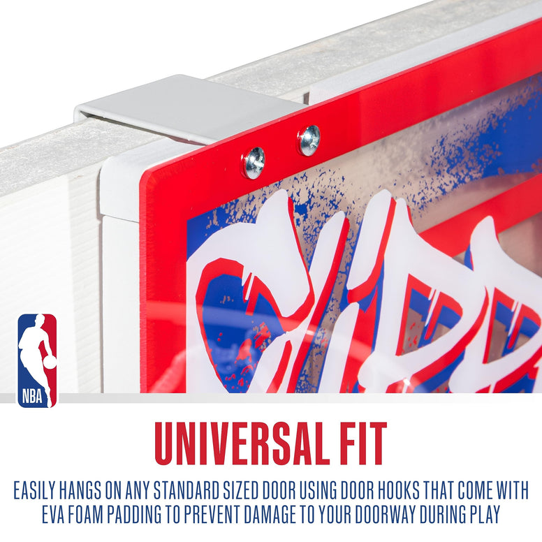 Franklin Sports NBA Over The Door Basketball Hoop - Kids Indoor Basketball Hoop with Mini Basketball - NBA Fan Shop Mini Hoop for Bedroom + Office