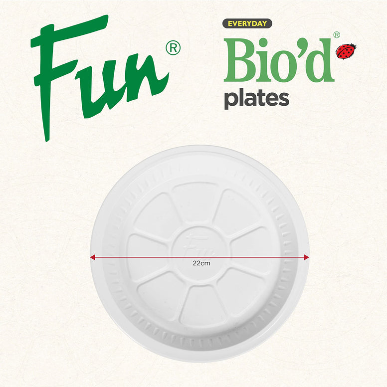 Fun Biodegradable Plate 22cm Eco-Friendly Disposable Dinnerware White Plate for Party, Camping, Picnic Biodegradable Plates (Pack of 12)