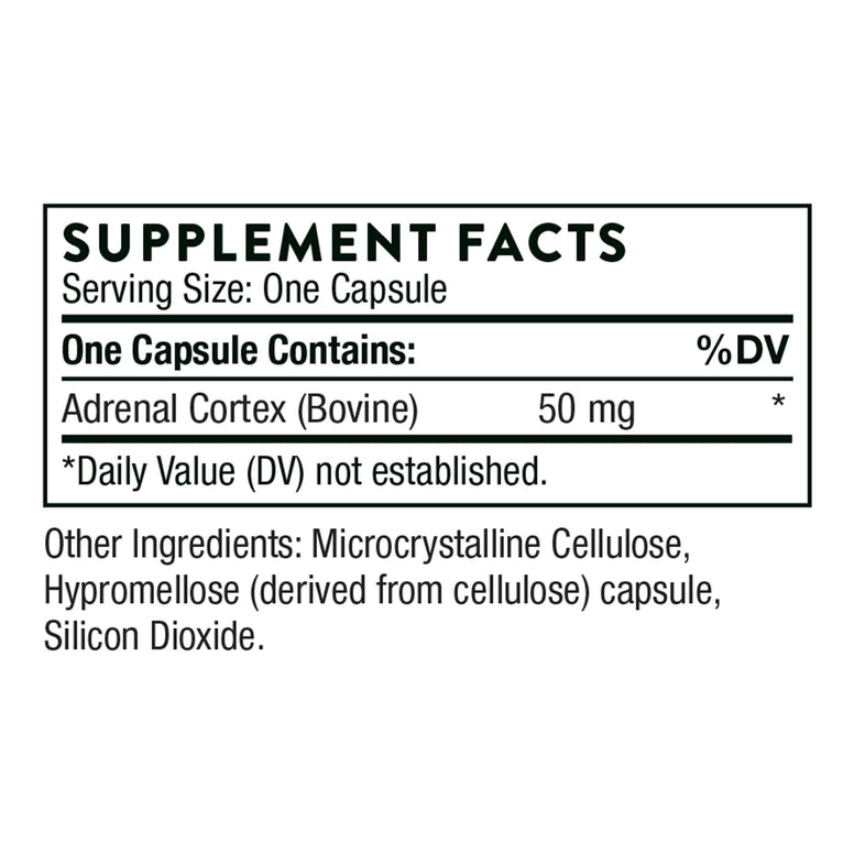 Thorne Adrenal Cortex - Bovine Adrenal Cortex Supplement for Cortisol Management - Support Healthy Adrenal Gland Function, Immune System, Stress Management, Fatigue, and Metabolism - 60 Capsules