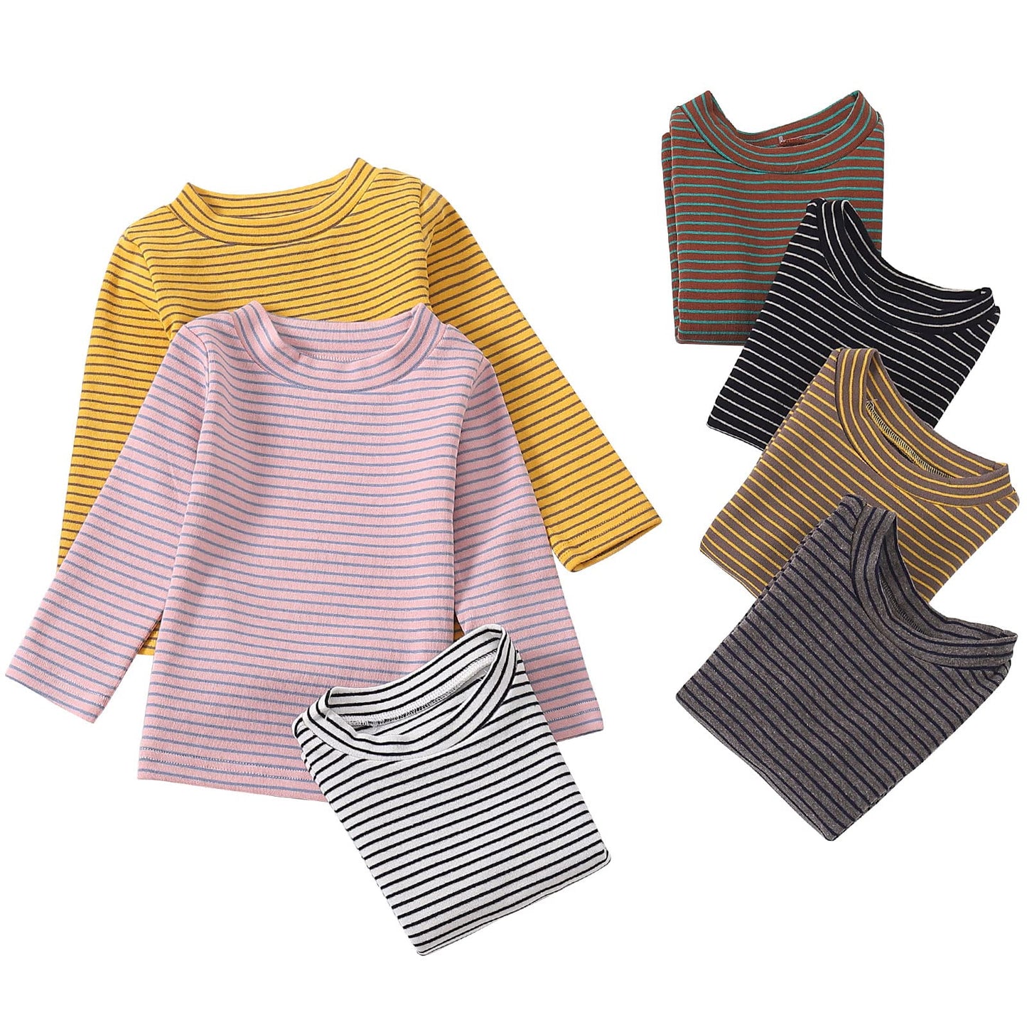 Baby Toddlers Long Sleeve Tee Little Kids Cotton Striped T-Shirt Crew Neck Tops