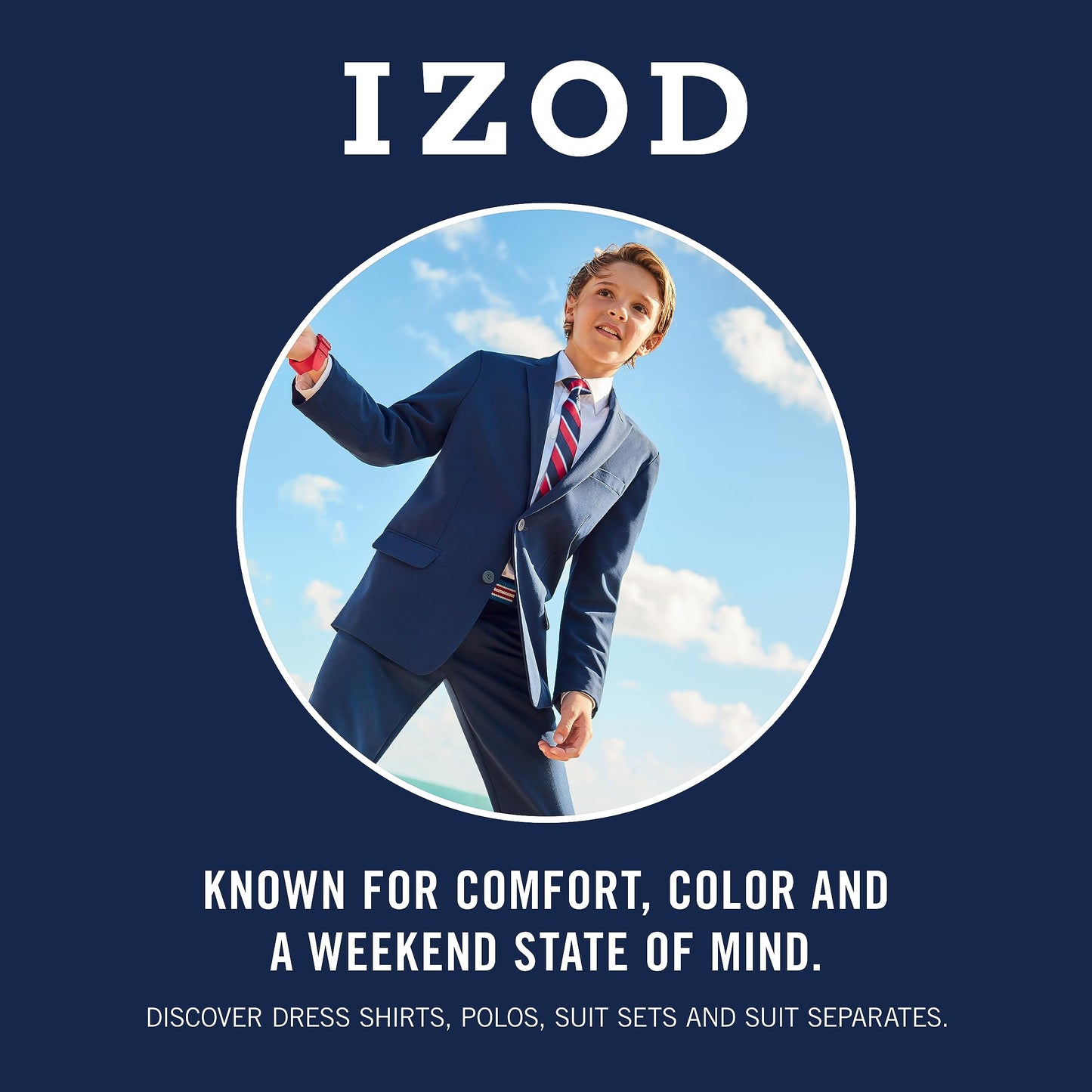 IZOD Boys' Short Sleeve Performance Stripe Polo Shirt