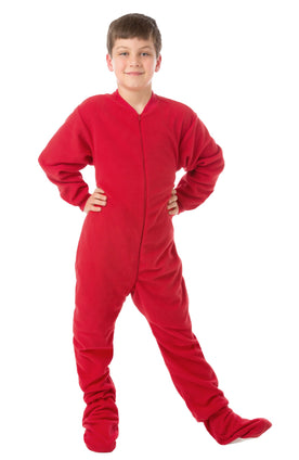 BIG FEET PAJAMA CO. Red Fleece Kids Footed Onesie Pyjamas for Boys & Girls
