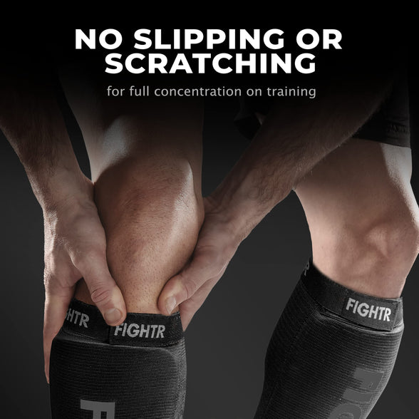 FIGHTR® Shin Guards - Ideal Fit and Padding | shin Protection for Kicks in Kickboxing, MMA, Muay Thai and Other Combat Sports