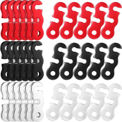 30 Pieces Aluminum Alloy Guyline Cord Adjusters Rope Adjusters Tent Tensioners Tent Wind Rope Buckles Camping Accessories for Tent Camping Hiking Backpacking Outdoor Activity (Red, Black, Silver)