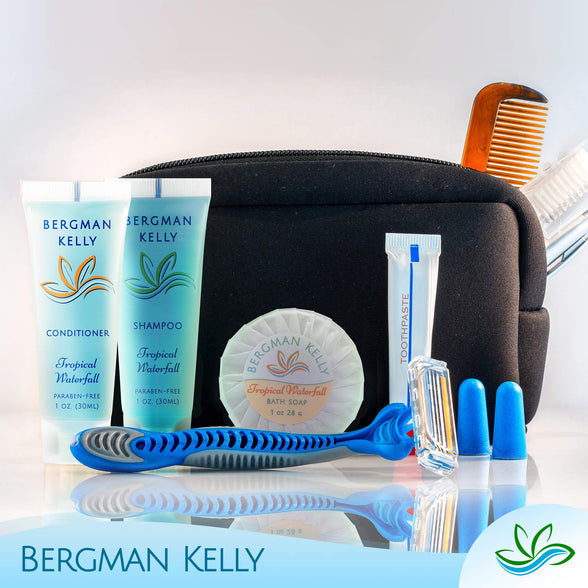 BERGMAN KELLY Travel Size Body Wash (1 fl oz, 100 PK, Tropical Waterfall), Delight Your Guests with an Invigorating and Refreshing Hotel Body Wash, Mini and Small Size Guest Hotel Toiletries in Bulk