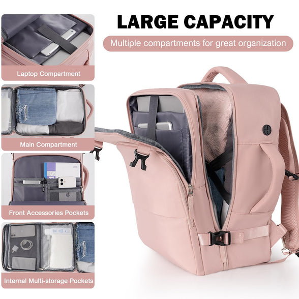 Rinist Travel Backpack for Women Men, Travel Must Haves Essentials