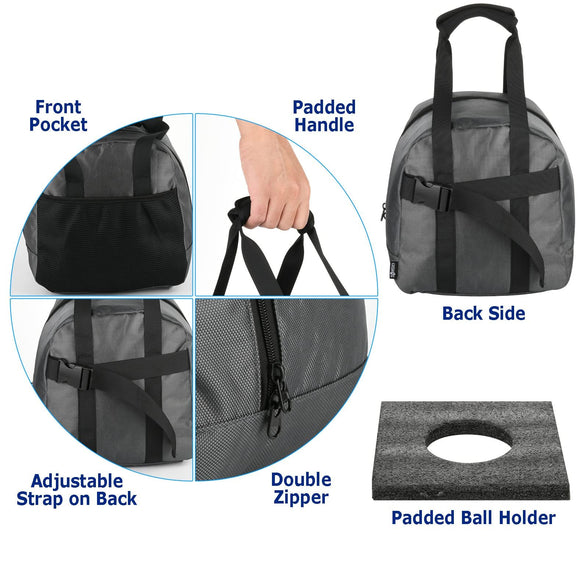 Bowling Ball Tote Bowling Bag with Padded Ball Holder with Large Accessory Pocket Fits as Add One Bowling Ball Bag to Roller Bag Fits Also as Single Pair of Bowling Shoes