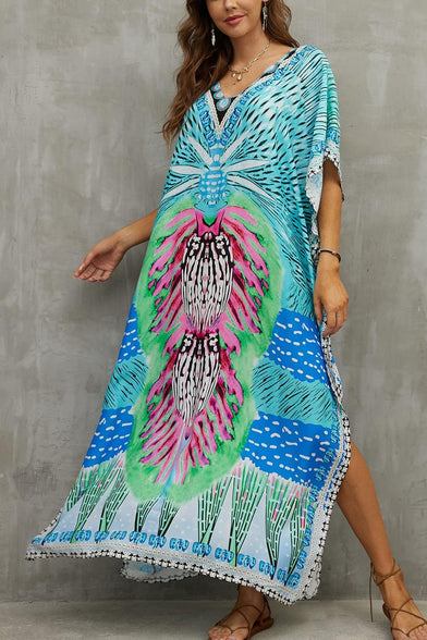 YouKD Wemon's Summer Long Kaftan Bohemian Maxi Kimono Dress Swimsuit Beach Cover Up Robes