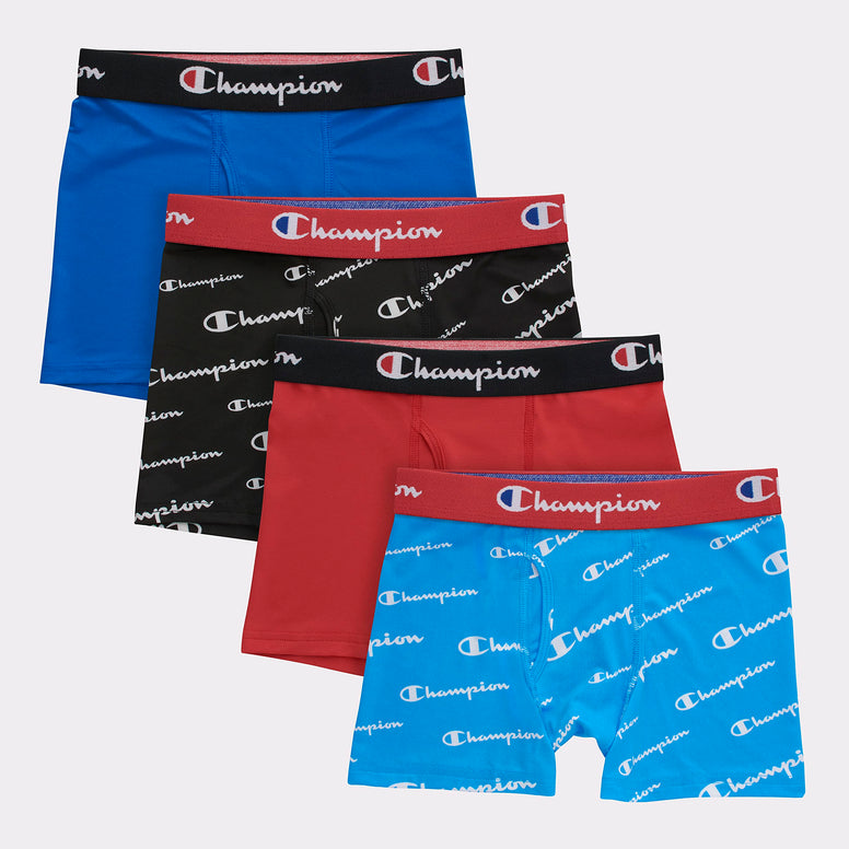 Champion Boys' Underwear, Everyday Active Stretch Boxer Briefs, Assorted 4-Pack