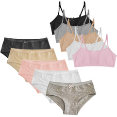 Popular Matching Girls Underwear Set - Crop Cami Training Bras for Girls with Hipster Girls Panties 10 pieces  Size (M) 7\8