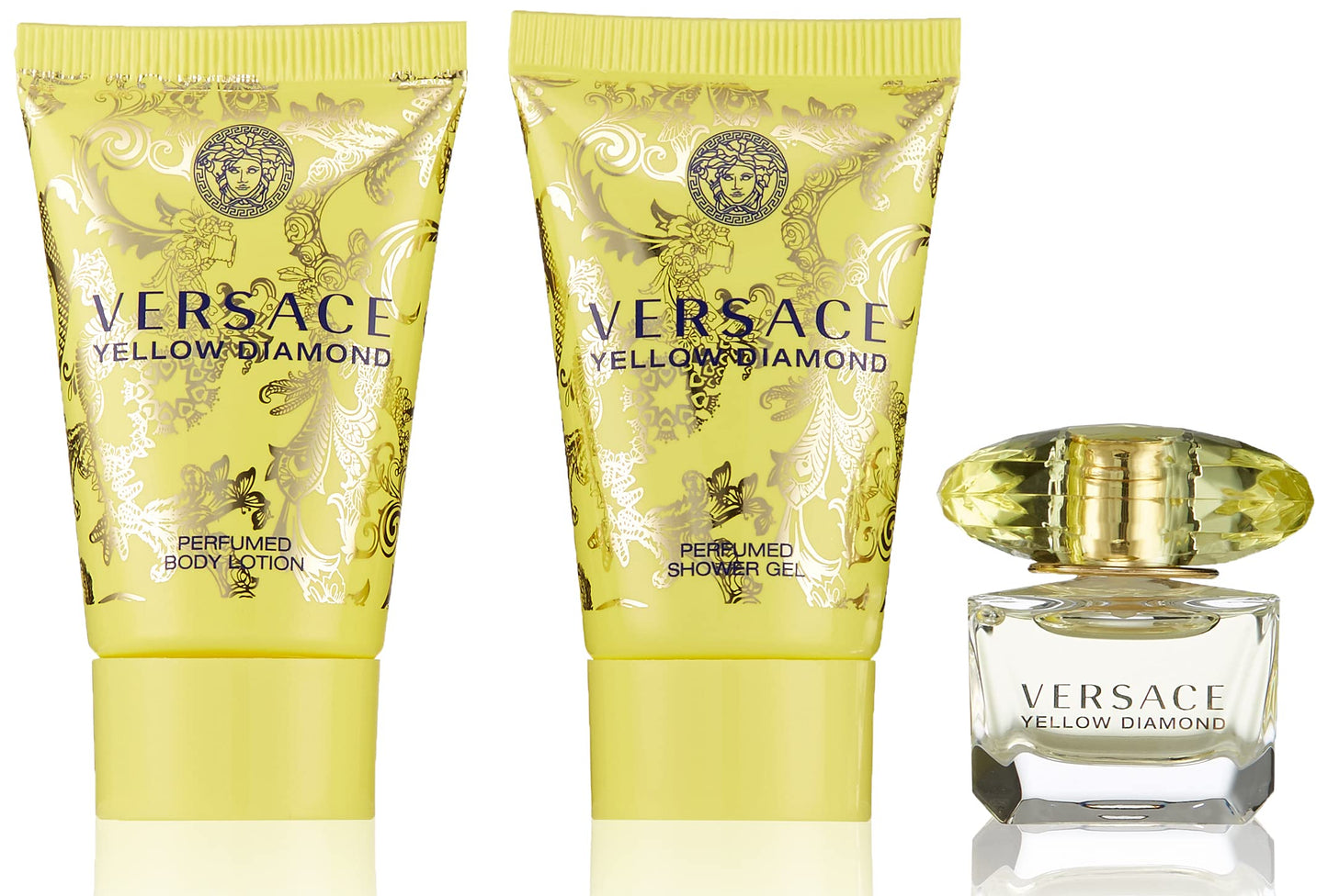 Versace Yellow Diamond 3 Pieces Mini Set For Women - 1 EDT 5 ml +25 ml Shower Gel +25 ml Body Lotion