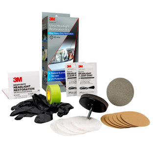 3M Ultra Headlight Restoration Kit, Easy Heavy-Duty Restoration, 39195, 1 Kit, Drill Required, Gray
