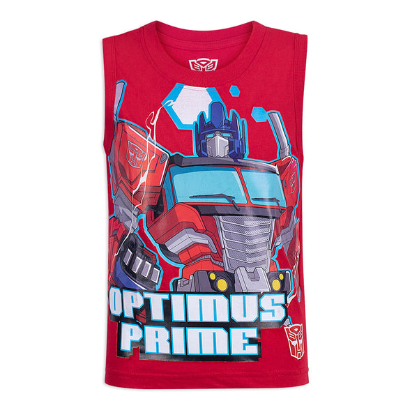 Transformers 2 Pack Sleeveless Tee Shirt Set for Boys, Printed Undershirt for Kids, Size 6 Red