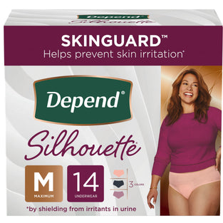 Depend Silhouette Adult Incontinence and Postpartum Underwear for Women, Medium (32–42
