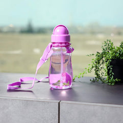 Royalford Rf7581Pp 500 Ml Water Bottle Kids Bottle, Toddler With Bendy Straw Portable Hanging Loop| Flip Top Spill Free Baby Sippy |, Purple
